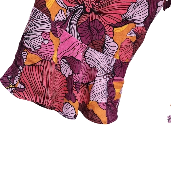 The Pioneer Woman Red Pink & Orange Floral Flared Sleeve Boho Blouse Sz L Large - Picture 3 of 5